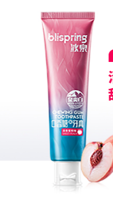 泉爽白清香蜜桃味牙膏