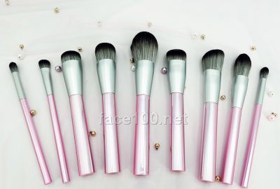 9支粉色亮面化妝套刷