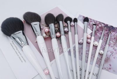 10支白色大理魚肚白大理石紋專業化妝套刷